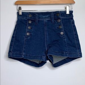 AMERICAN EAGLE • Hi-Rise Button Denim Shorts